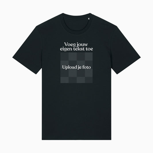 Zwart t-shirt met foto en tekst